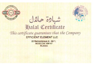 Смазки EFELE получили очередной сертификат HALAL